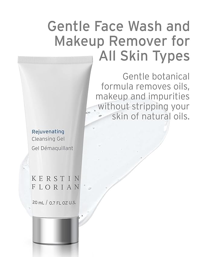 Kerstin Florian Rejuvenating Cleansing Gel | Travel Size | Gentle Face Wash Cleanser and Makeup Remover for Women | Gentle Formula Removes Dirt & Oils to Clarify and Brighten Skin, .7 fl oz