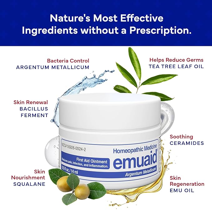 emuaid Ointment for Eczema and Psoriasis Relief, Reduces Itching, Pain, Swelling, Regular Strength Treatment for 100+ Skin Conditions, Steroid and Chemical-Free, Suitable for All Ages, 2oz