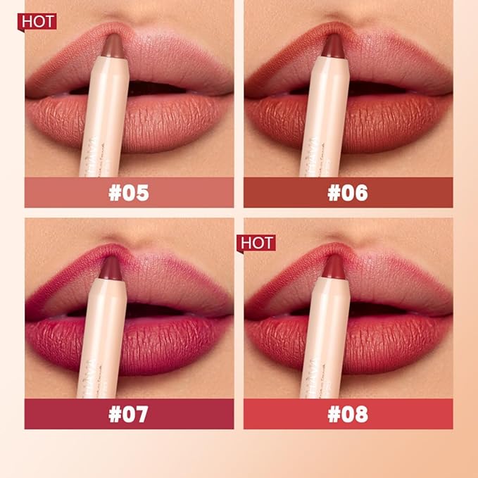 8 Colors High Pigmented Smooth Matte Lip Liner Pencil, Waterproof Velvet Lipstick Pen, Professional Lip Liner for Girls and Women (05)
