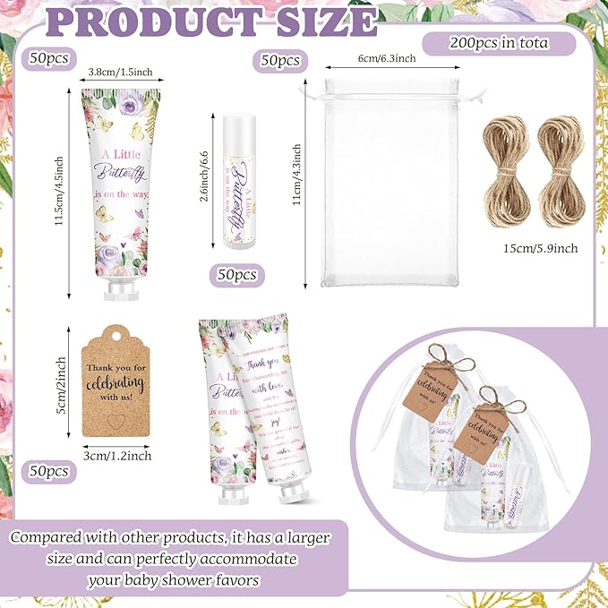 50 Sets 200 Pcs Baby Shower Tags(Butterfly)