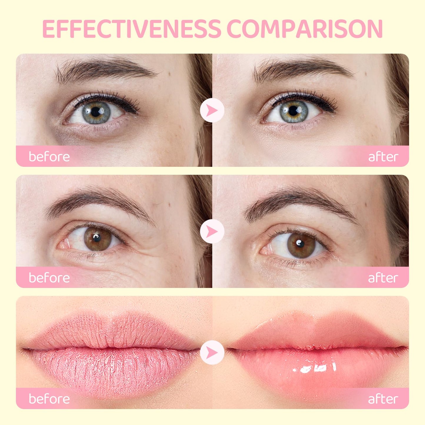 30 Pcs Lip Masks & Eye Masks, 24K Gold Crystal Gel Collagen Eye Pads, Cherry Under Eye Patches for Puffy Eyes, Dark Circles, Wrinkles and Fine Lines, Bachelorette Party Favors, Bridesmaid Gifts