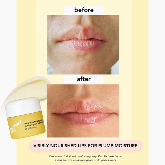 Saturday Skin Yuzu Vitamin C Lip Mask Overnight Lip Sleeping Mask Moisturizing For All Skin Types Softer & Smoother Pout Lip Balm Hydrating Infused with Vitamin B5 Non-Sticky, Vegan & Cruelty-Free
