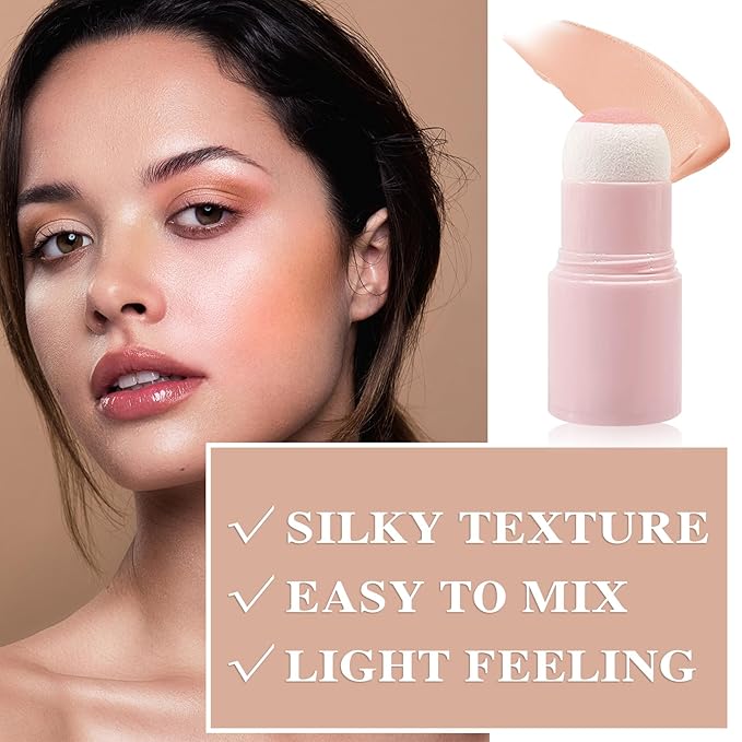 Cream Blush Stick with Brush,Waterproof Multi Cream Blush Skin K4
