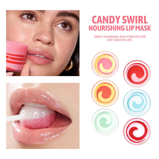 BEUKING Nourishing Lips Mask with Candy Swirl, Moisturizing & Hydrating Lip Mask, Colored Fruity Lip Balm, Smooth Lip Lines Anti-chapped Lip Cream Long Lasting Lip Tint For Lip Care (06# Dark Red)