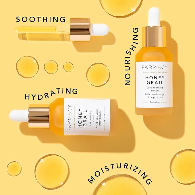 Farmacy Hydrating Face Oil - Honey Grail Nourishing Oil for Skin & Hair - Infused with Sea Buckthorn Oil, Rosehip Oil & Buckwheat Honey to Moisturize & Maintain a Healthy Skin Barrier (30ml)