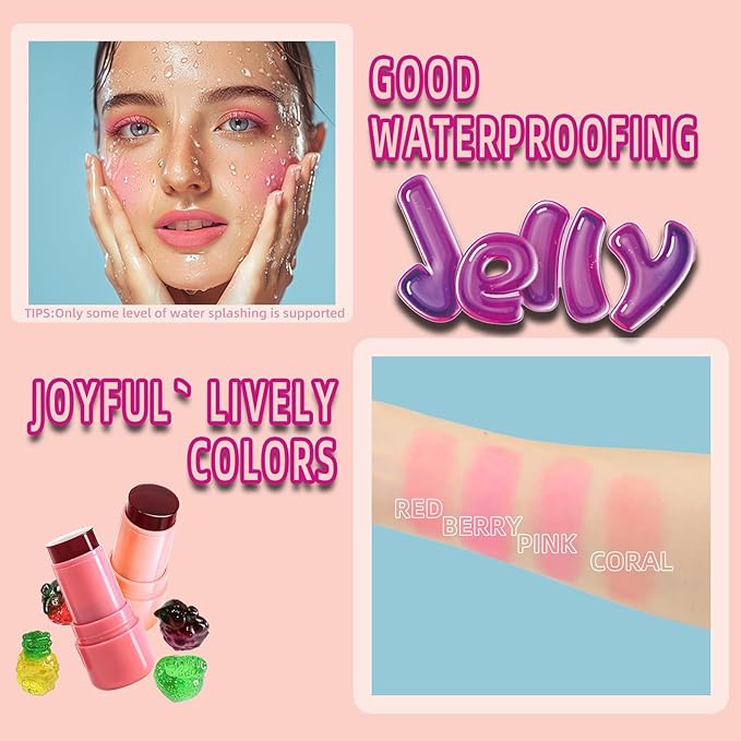 2PCS Cooling Water Jelly Tint Blush Stick Lips Cooling