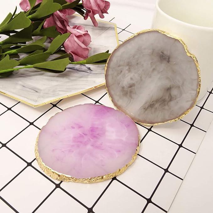 Honbay 2PCS Golden Edge Resin Nail Art Palettes