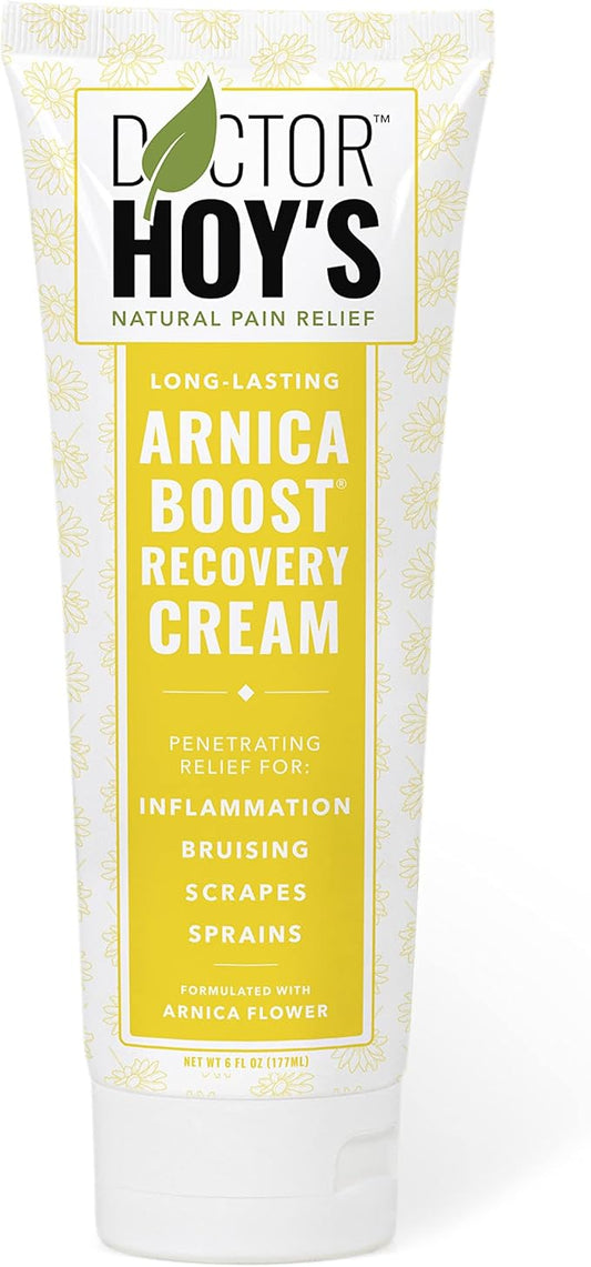 DOCTOR HOY'S Natural Arnica Boost Recovery Cream, Bruise and Muscle Pain Relief Cream, Topical Homeopathic Formula with Arnica Montana for Rapid Bruise Relief (6 Fl Oz)