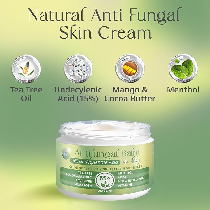PURPLE CANYON Anti Fungal Balm with 15% Undecylenic Acid – Natural Antifungal Cream for Athletes Foot, Jock Itch & Ringworm – Soothing Relief with Tea Tree, Menthol & Healing Essential Oils
