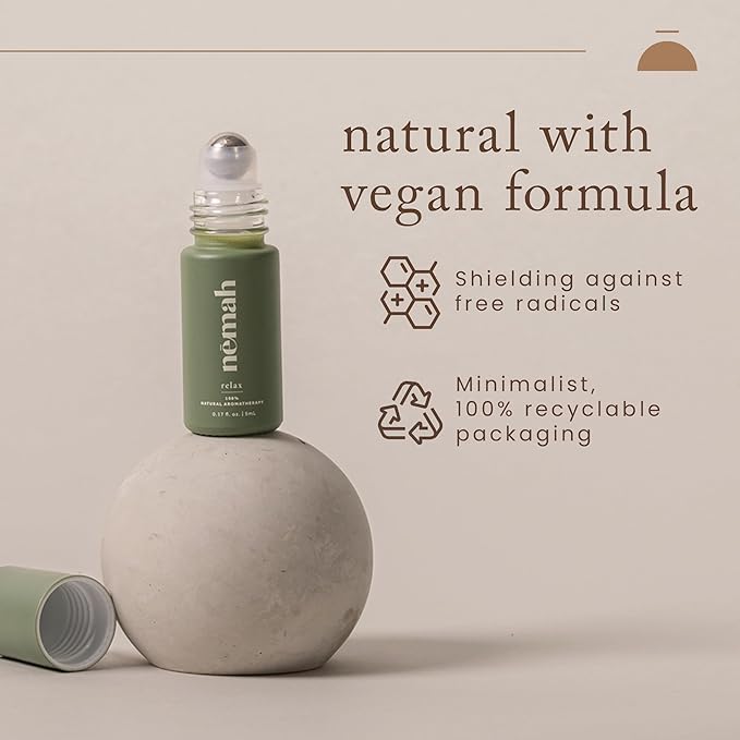 Nemah - Aromatherapy Roll On - Essential Oil Calming Roll On, Natural Calming Blend for Tranquility with Bergamot, Neroli, and Sandalwood - Vegan & Cruelty-Free - 0.17 fl. oz.