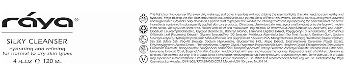 Raya Silky Cleanser (R-114) Daily Hydrating Facewash | Chamomile & Seaweed Extract Facial Cleanser for Dry Skin | Oil-Free, Clear & Smooth Skin Complexion | Light, Foamy Refining Facial Cleaner