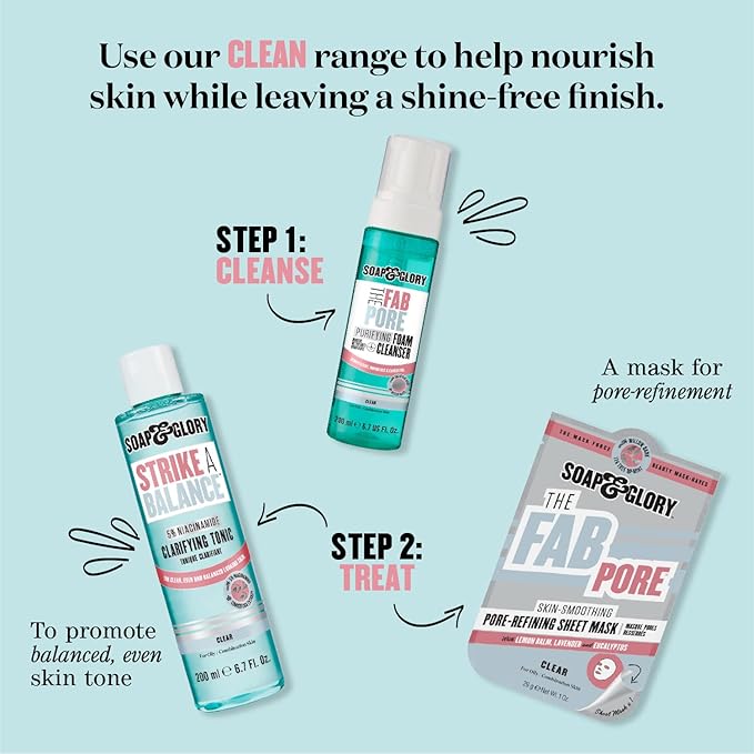 Soap & Glory Gentle Exfoliating Face Wash & Vitamin C Cleanser - 3-in-1 Exfoliator, Makeup Remover & Hydrating Facial Cleanser for Clean, Smooth & Radiant Skin for All Skin Types (350ml)