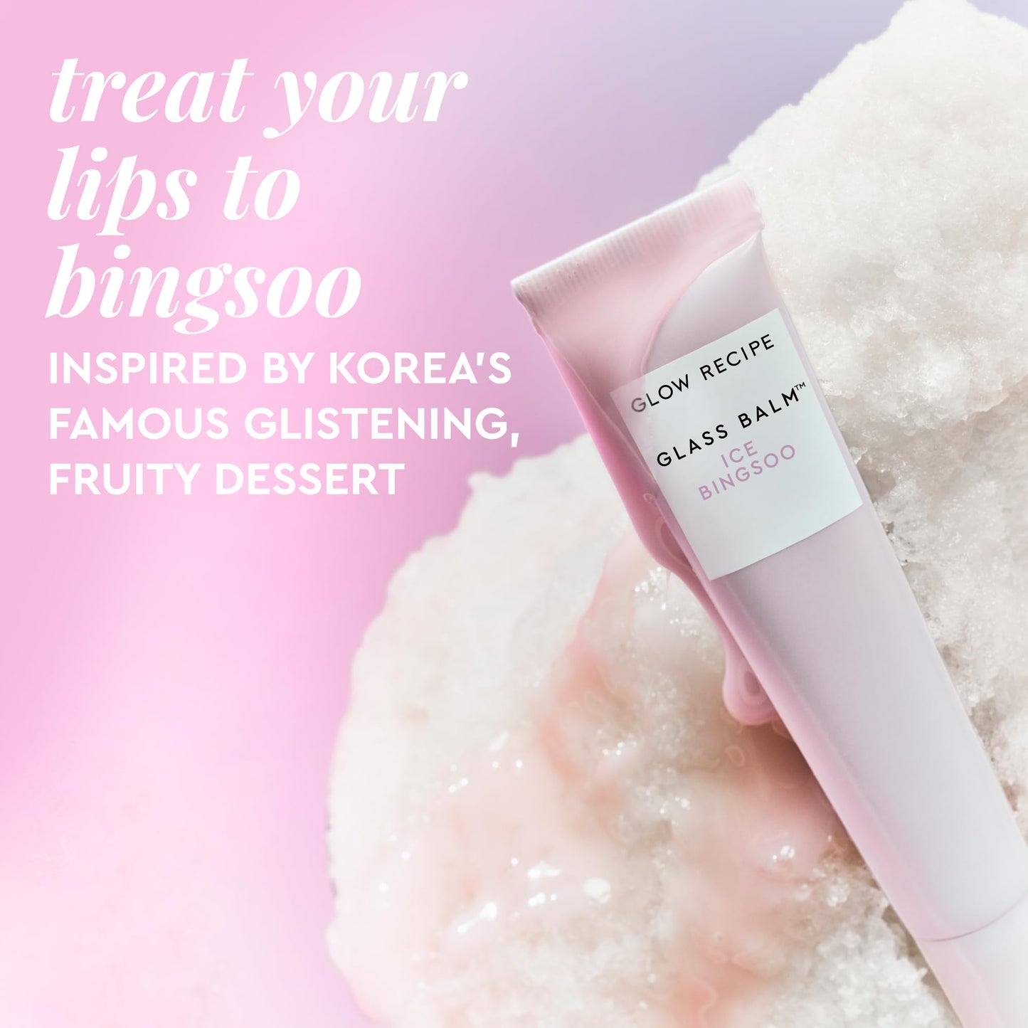 Glow Recipe Glass Balm Lip Treatment - 12Hr Hydrating Lip Balm & Moisturizer with Hyaluronic Acid to Smooth, Plump & Protect from Dryness, High Shine Finish - Clear Tint, Ice Bingsoo (15 ml)