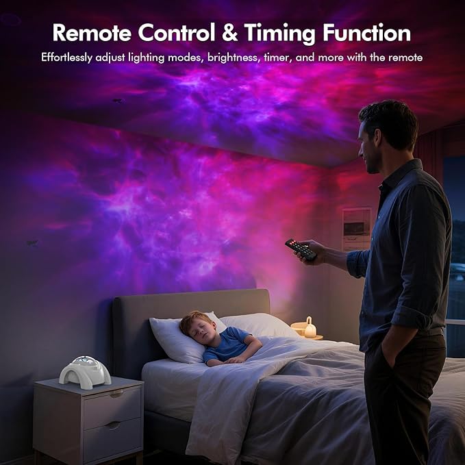 Rossetta Galaxy Projector, Star Projector for Bedroom with Bluetooth Speaker & White Noise, Remote, Timer, Night Light for Kids Room Decor, Party, Birthday & Christmas Gifts for Adults Teen Girls Boys