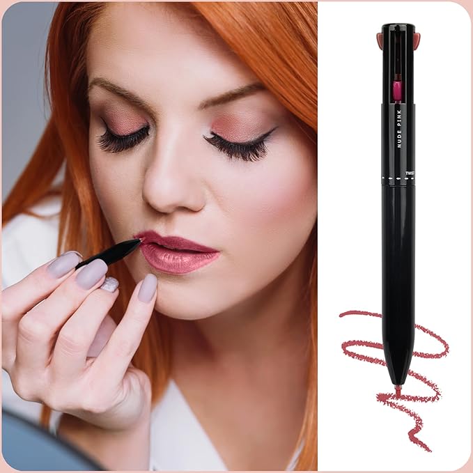 Arqumi Lip Liner - 4 In 1 Lip Liner High Pigmented Smooth Color Liner Retractable Lipstick Pencil,Smudge Proof Lipliner Pencil