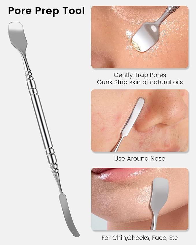 Pimple Popper Tool Kit - Boxoyx 6 Pcs Pore Prep Blackhead Remover Comedone Extractor Kit with Box for Quick and Easy Removal of Pimples, Blackheads, Zit Removing, Forehead,Facial and Nose (Silver)