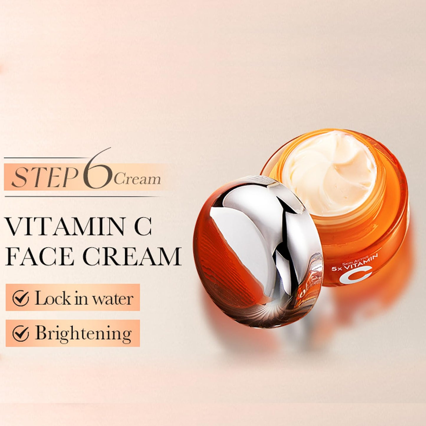 5x Vitamin C Toner Set, Korean 5 in 1 Active Vitamin C + Niacinamide Skin Care Set - Face Toner/Cleanser/Serum/Lotion/Cream/Eye Cream