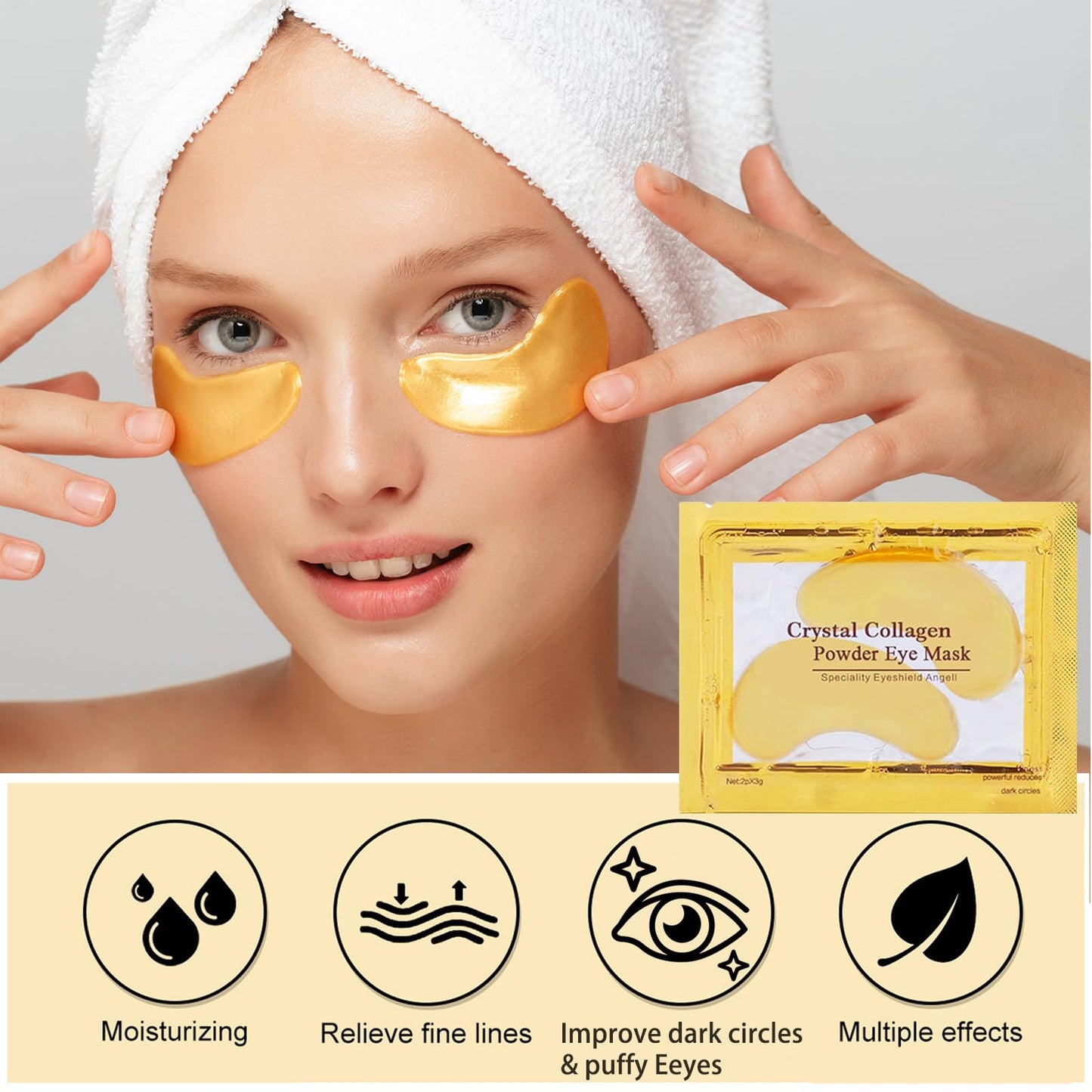 30 Pairs Lip Masks & Eye Masks, 24K Gold Gel Under Eye Patches for Puffy Eyes, Collagen Crystal Lip Mask Moisturizing Nourishing Collagen Lip & Eye Mask Set for Women Men