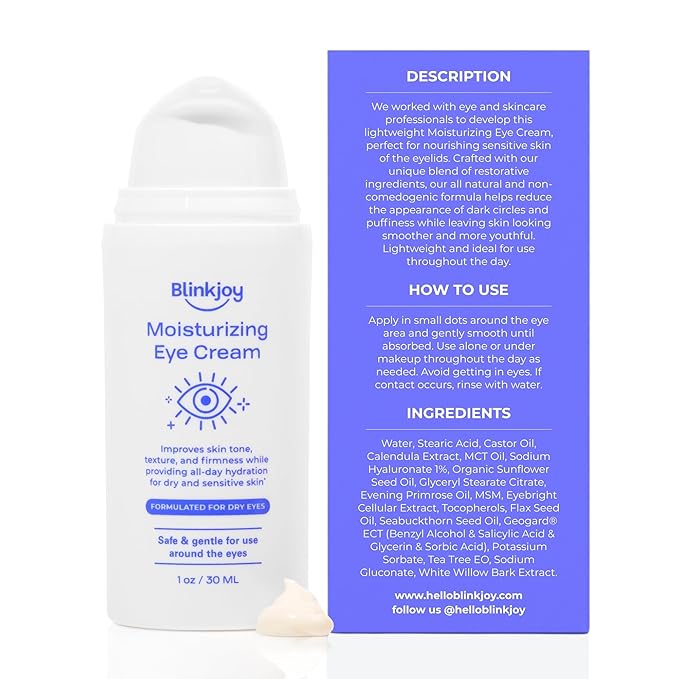 Moisturizing Eye Cream – Optometrist & Dermatologist Recommended – Soothes Dry, Itchy, Sensitive Skin – Natural, Fragrance-Free, Preservative-Free, Non-Comedogenic