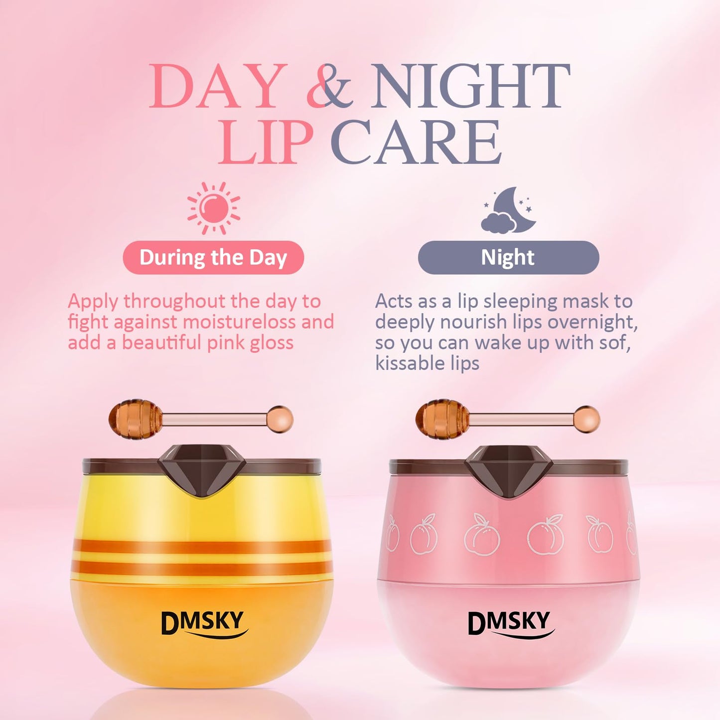 DMSKY 6 PCS Bee Lip Balm Honey Pot, Nourish & Hydrate Lip Sleeping Mask with Vitamin E, Lip Mask Overnight for Dry Lips, Reduces Lip Lines
