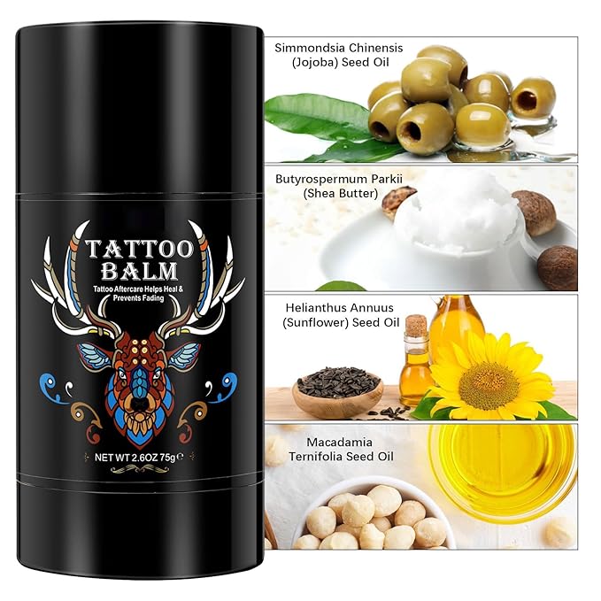 Tattoo Aftercare Butter Balm, 2.6 oz, Old & New Tattoo Moisturizer Healing Brightener for Color Enhance, Natural Organic Tattoo Cream