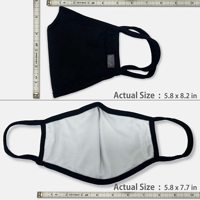 2-Pack Unisex Cloth Washable Reusable Cover-100% Cotton 3 Layer black outdoor