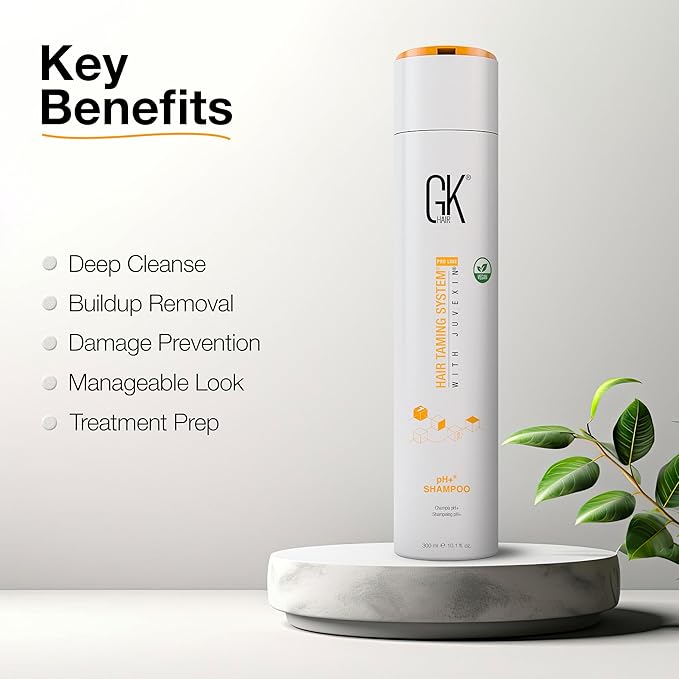GK HAIR pH+ Pre-Treatment Clarifying Shampoo For Preps Hair Deep Cleansing Removes Impurities -With Aloe Vera Vitamins & Natural Oils All Hair Types Men and Women (Ph Shampoo 10.1 Fl Oz)