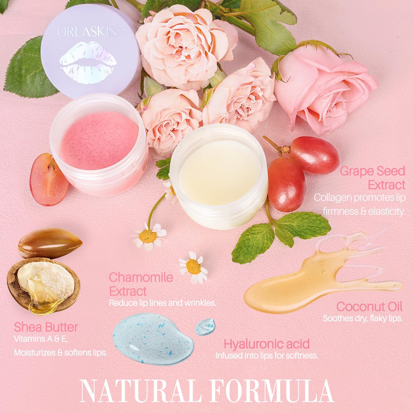 ORLASKIN Lip Mask & Lip Scrubber Exfoliator Lip Sleeping Mask Overnight for Dark Lips to Lighten Moisturizer Lip Butter Balm for Dry Chapped Cracked Peel Lips Skin Care（Mint Flavor）