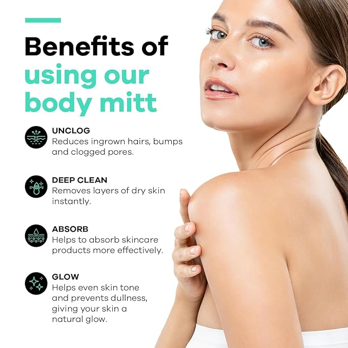 Dermasuri Deep Exfoliating Glove – Korean Exfoliating Mitt, Body Scrubber for Shower, Buffs Dry & Dead Skin, Keratosis Pilaris Treatment, Body Scrub, Skin Exfoliator for Men & Women, Reusable - XL