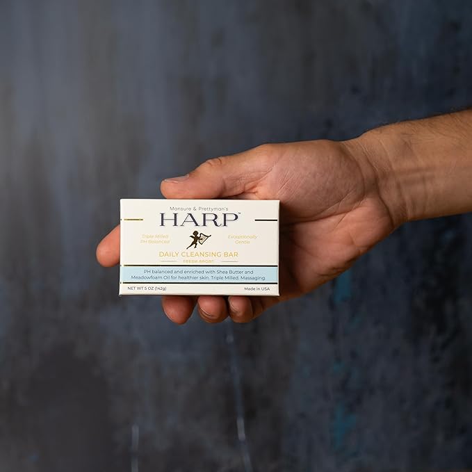 HARP pH-Balanced (5.0-6.0) Body Wash Bar - Exceptionally Gentle For Dry or Sensitive Skin + Shea Butter + Borage oil | Non-Comedogenic | Soap-Free, Lye-Free. FRESH SPORT FRAGRANCE