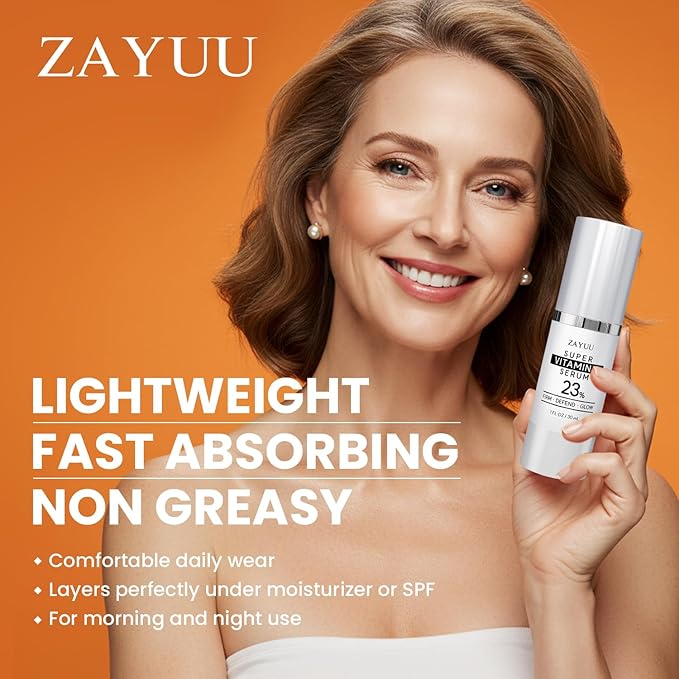 Korean Vitamin C Face Serum: 23% Pure Vitamin C + Hyaluronic Acid, Vitamin E & Ferulic Acid – Anti-Aging Serum for Wrinkles, Dark Spots & Mature Skin – 1 fl oz – Korean Skincare for Radiant Glow