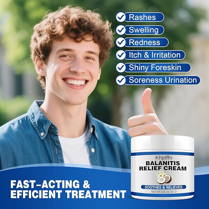 Balanitis Treatment for Men: Balanitis Relief Cream for Men's Intimate Health, Soothing Itch, Rashes, Redness, Irritation, and Swelling, 30g