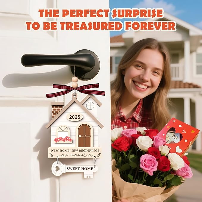 2025 New Home Ornament - Wooden Housewarming Gift for Homeowners, Couples & Friends - New Home New Beginning First Christmas House Ornament