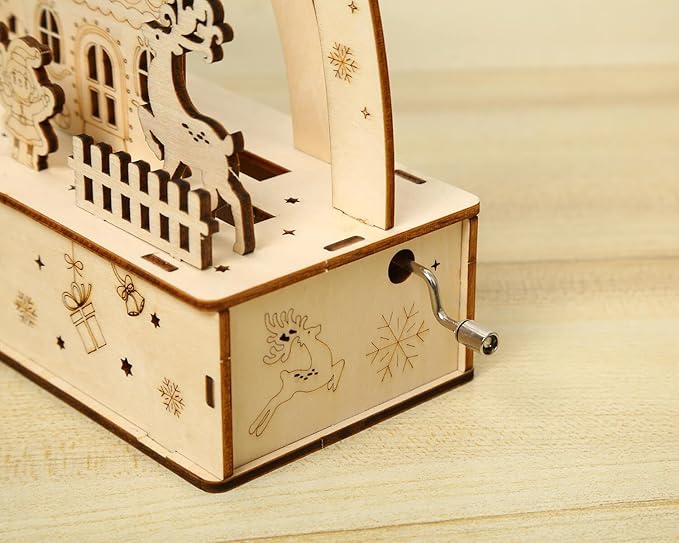 3D Wooden Puzzles for Adults 35pcs LED Light Xmas Theme DIY Wooden Assembly Kit for Teens Home Decor