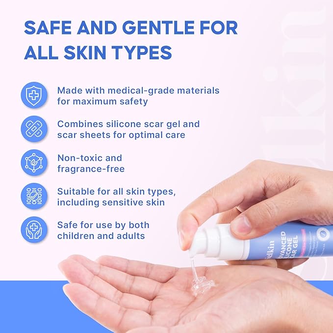 Advanced Silicone Scar Removal Cream - Medical Grade Surgical Scars Gel for Face & Body - New & Old Scars Treatment for Acne, Burns & Surgery, Kids Over 6 Months, 1 oz