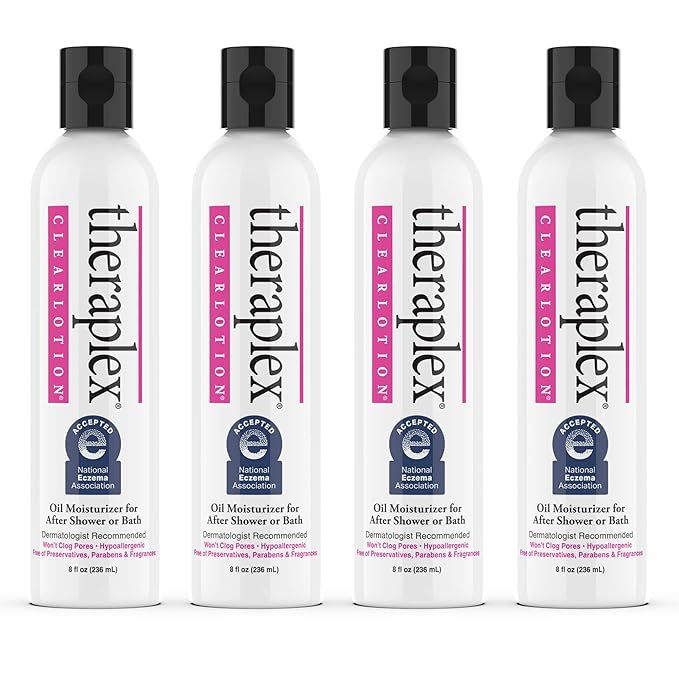 Theraplex Clear Emollient Lotion (8 oz) - No Parabens or Preservatives, Noncomedogenic and Hypoallergenic, Fragrance Free, Dermatologist recommended (1 Pack Lotion)