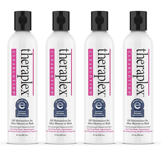 Theraplex Clear Emollient Lotion (8 oz) - No Parabens or Preservatives, Noncomedogenic and Hypoallergenic, Fragrance Free, Dermatologist recommended (1 Pack Lotion)