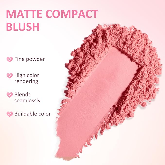 Boobeen Blush Compact for Face, Matte Powder Blush Natural Glowing