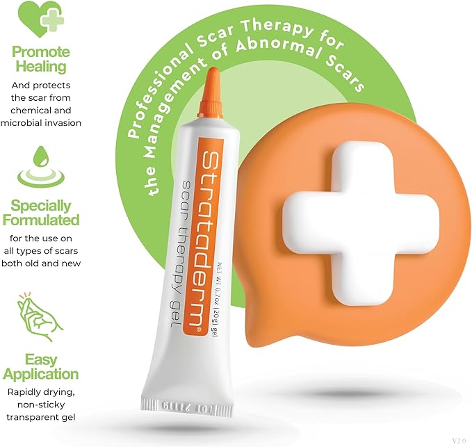 Strataderm Professional Scar Therapy Gel | Old and New Scars from General Surgery, Trauma, Wounds, Burns, Bites, Acne & Skin Disease | Reduces Redness, Discoloration, Discomfort & Itch | 5g (0.17oz)