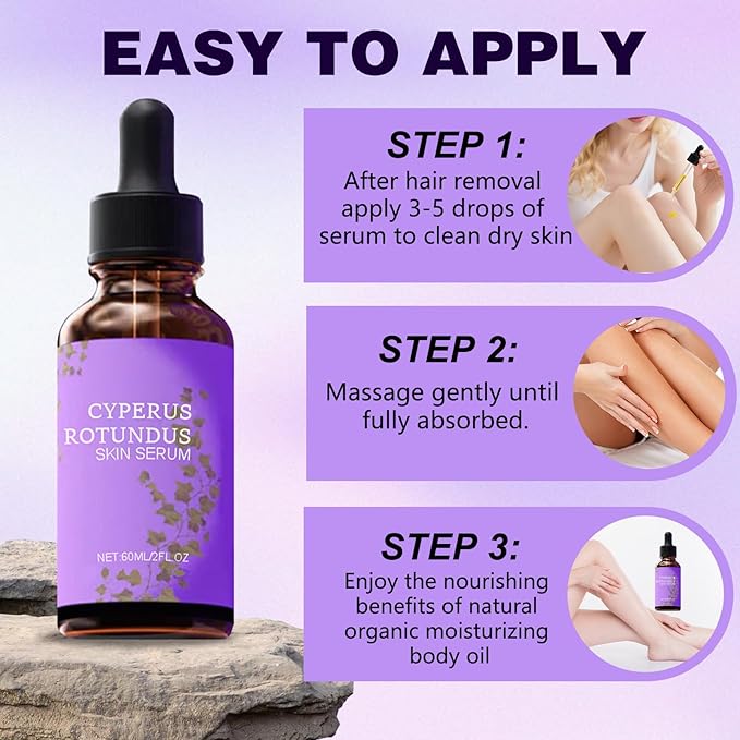 Cyperglow - Cyperus Rotundus Skin Serum, Natural Organic Moisturizing Soothing Body Oil, Cyperus Rotundus Oil for Hair Removal, Suitable for All Skin Types (2PCS, 60 ML)