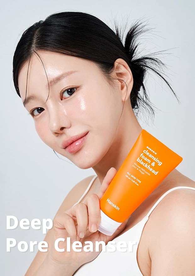 Hanskin Pore Cleansing Foam, Bha Cleanser, Gentle Exfoliating Face Wash and Makeup Remover, Korean Deep Pore Sebum Cleansing for Hydrated and Smooth Skin 4.06 (fl oz)