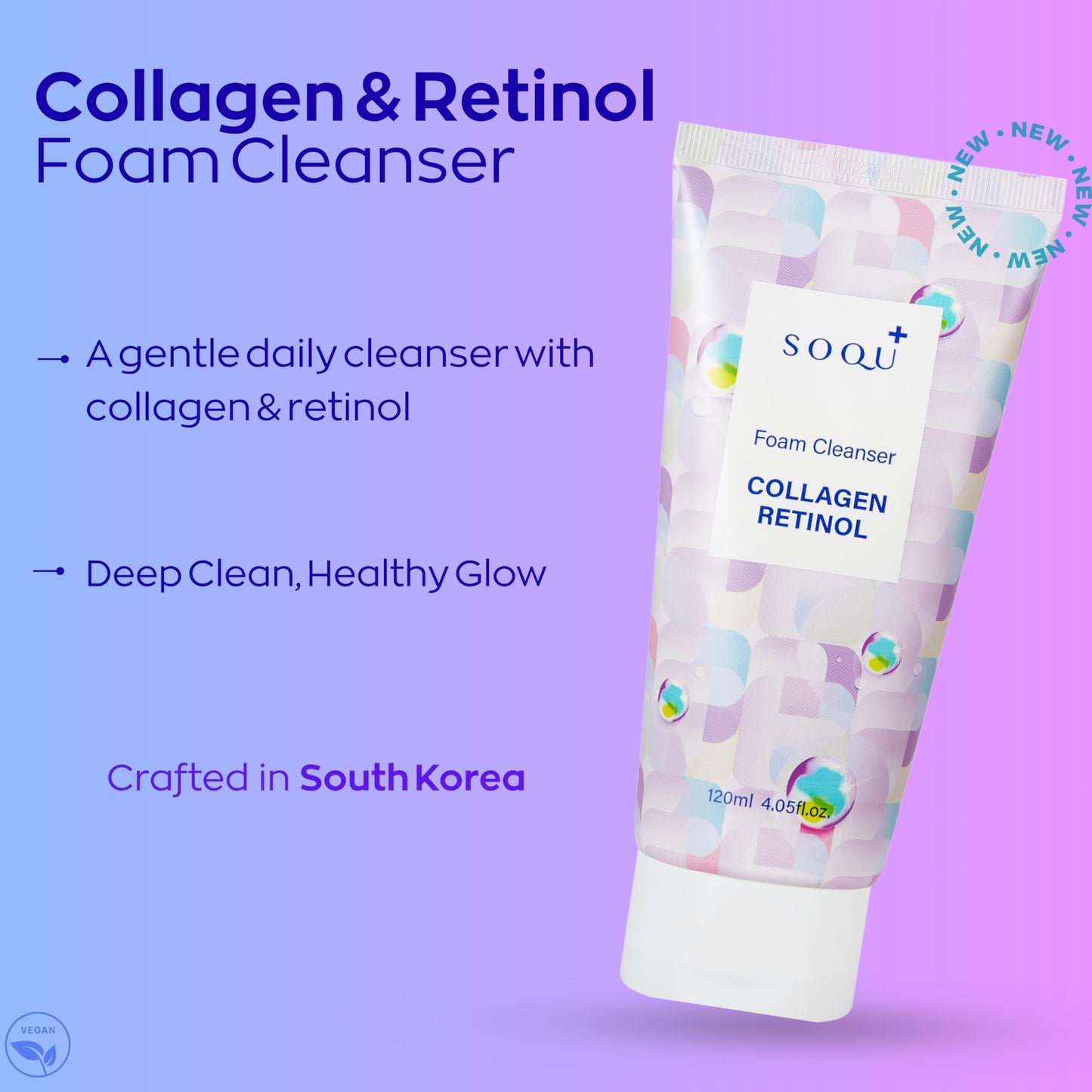 Firming Collagen Face Wash with Retinol – Korean Skincare Cleanser for Radiant, Youthful Skin – Made in Korea – 120ml