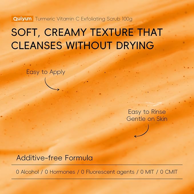 Turmeric Vitamin C Face Scrub Cream, Micro Particles Facial Scrub Exfoliating Clears Blackheads, Improve Dark Spot, with Walnut Shell Powder, Shea Butter Extract -3 PCS
