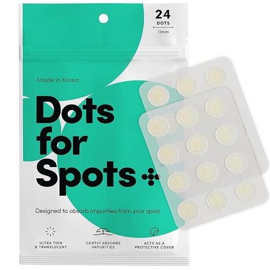 Dots for Spots Pimple Patches For Face - Fast Acting, Translucent Hydrocolloid Zit Patches that Unclog Pores - Korean Skincare - Vegan, Cruelty Free - (24 count)