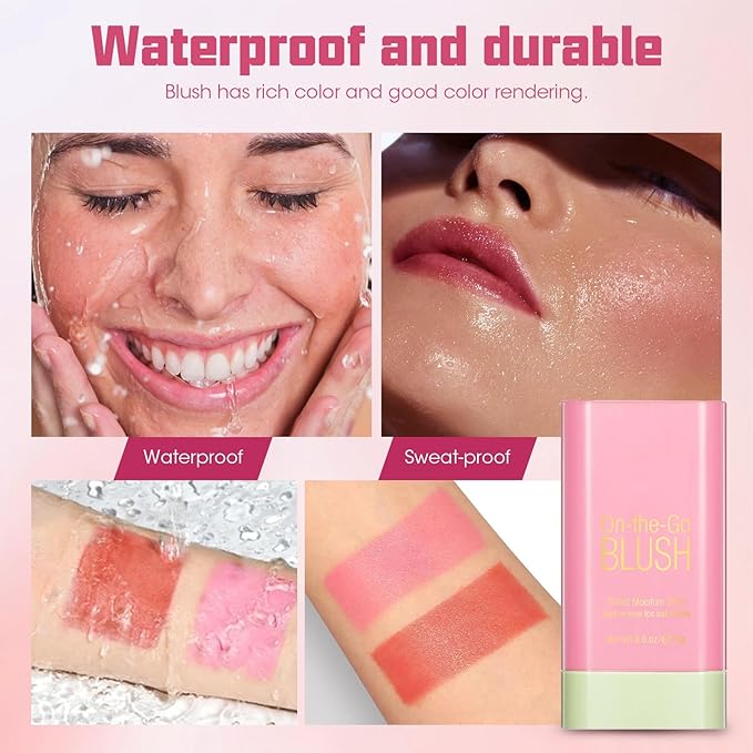 Buqikma Blush Stick Hydrated Solid 2PCS Blush Stick