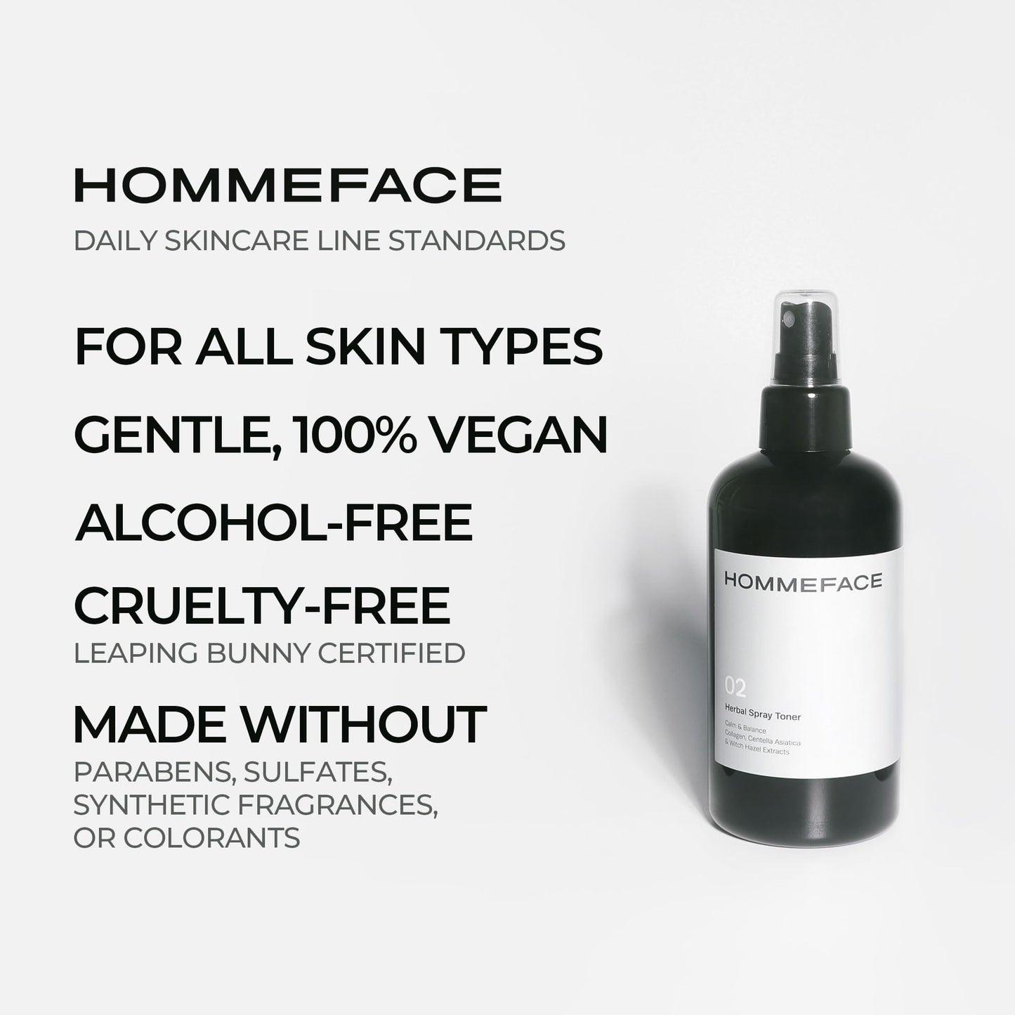 HOMMEFACE Men’s Herbal Spray Face Toner - Alcohol-Free, Hydrating & Balancing Facial Mist - Korean Skincare Technology with Witch Hazel, CICA Extract, Hyaluronic Acid, 8.45 fl oz