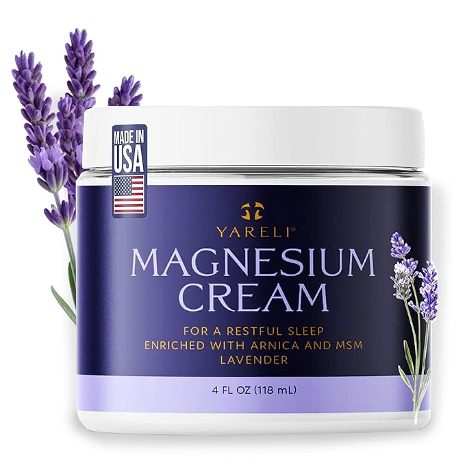 Magnesium Cream for Pain & Sleep Support - Topical Lotion with Arnica, MSM for Leg Cramps, Muscle Tension, Evening Leg Relaxation - Safe for Adults (4 Fl Oz (Pack of 1), Lavender)