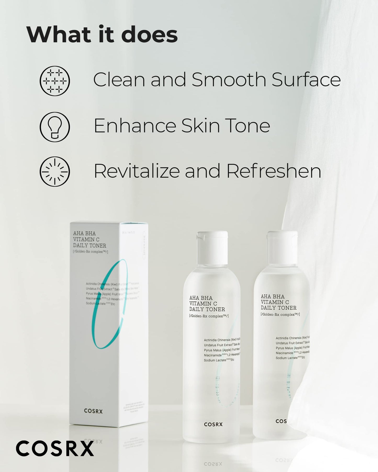 COSRX ABC Daily Toner, Korean Toner for Day & Night with AHA, BHA, & Vitamin C, Refreshing Exfoliating Toner for Clean Radiant Skin, Korean Skin Care, 280ml / 9.46 fl.oz