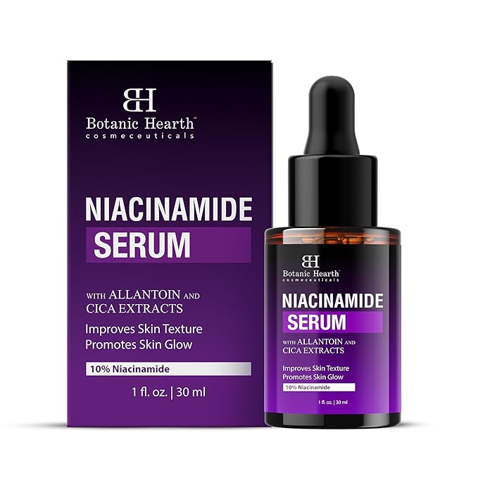 Botanic Hearth 10% Niacinamide Face Serum With Allantoin, Zinc Pca, Cica & Hyaluronic Acid | Minimize Pores, Correct Dark Spots, Even Skin Tone | All Skin Types | For Women & Men | 1 Fl Oz