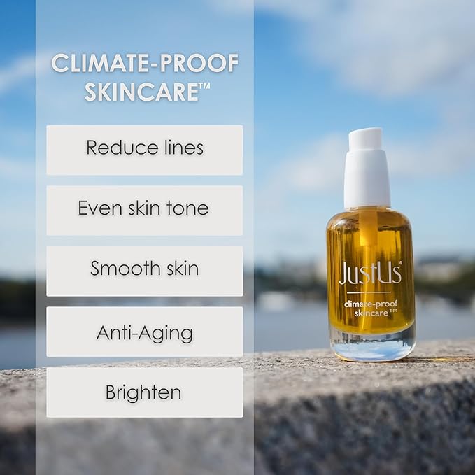 JustUs Skincare, Brilliance - Vitamin C Oil Serum for Face, reduce age spots, discoloration, and hyperpigmentation, Vitamin C with Teprenone, Borage + Tetrahexldecyl Ascorbate - 30ml / 1 oz